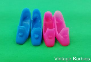 (2) Barbie Doll Blue & Pink Pilgrim Heels / Shoes Vintage 1960 