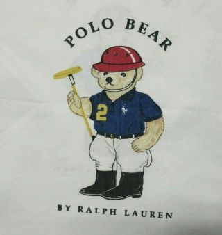 Ralph Lauren Polo Teddy Bear Standard Bed Pillowcase Polo Player Vintage White