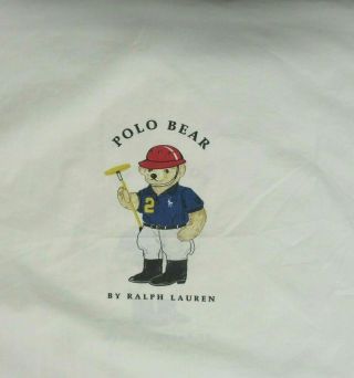 RALPH LAUREN POLO Teddy Bear Standard Bed Pillowcase Polo Player Vintage White 3