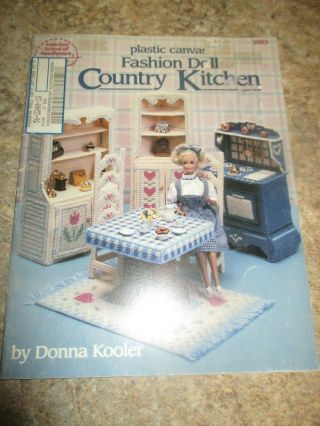 Vintage Country Kitchen For Barbie Fashion Doll Plastic Canvas Booklet - 1990 