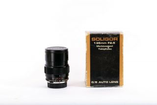 Rare Soligro MC 135mm F2.  5 Olympus OM mount lens with orignal Box 2