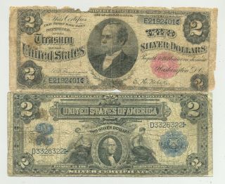 Rare $2 Series 1891 William Windom (fr.  245) And $2 1899 Silver Certificates