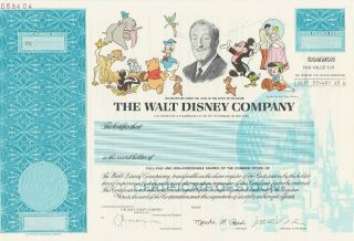 The Walt Disney Company Specimen Stock Certificate 2000 Rare Michael Eisner