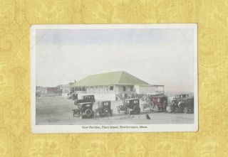 Ma Fall River 1908 - 29 Antique Postcard Plum Island Pavilion Mass Old Cars Necco