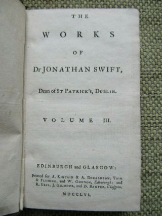Of Dr Jonathan Swift (vols 3 & 4) 1761 - Including Gulliver 