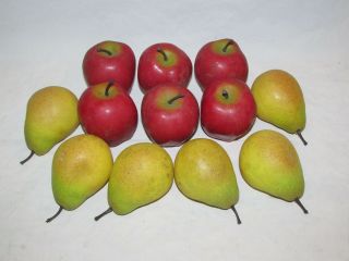 12 Vintage Artificial Fake Fruit Plastic Apples & Pears Life Like Full Size 2
