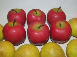12 Vintage Artificial Fake Fruit Plastic Apples & Pears Life Like Full Size 3