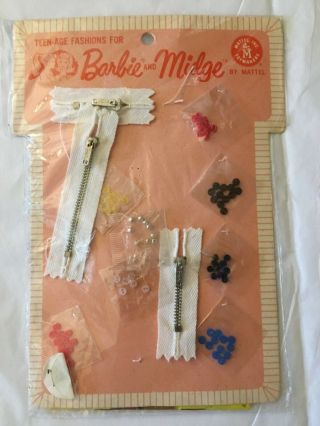 Vintage 1963 Barbie Midge 1831 For Dress Makers Zippers Nip Mattel W/ Booklet