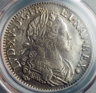 1718,  Royal France,  Louis Xv.  Rare Silver Ecu Coin.  Struck For Navarre Pcgs Au,
