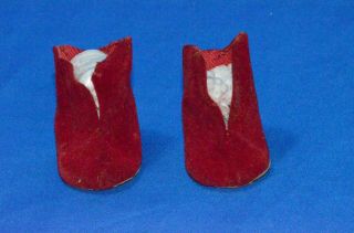 Vintage/antique Doll Boots 1 3/4 " Long Red Suede