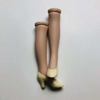 Vintage Porcelain Doll Legs 4 1/2” Painted Molded Cream Heels Pumps Shoes Parts