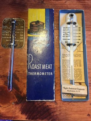 Taylor Roast Meat Thermometer Vintage Decor Antique Usa Box Complete,  Extra