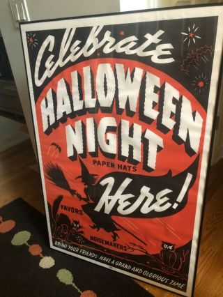 1950’s Chicago Bar Halloween Advertising Poster Framed Sign “wow” “rare”vintage