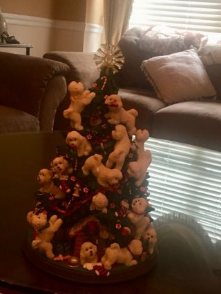 Danbury Bichon Frise Christmas Tree | Lights Up Dogs Retired Rare W/bx