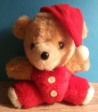 Vintage Plush " Jolly " Christmas Teddy Bear Santa Suit 1978 Russ Berrie Holiday