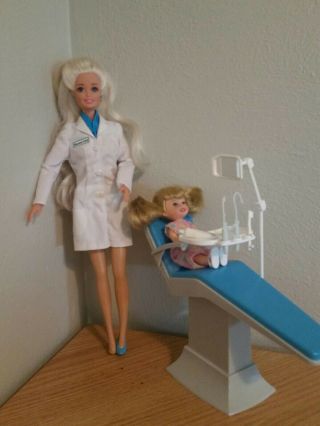 Vintage Barbie Careers Dentist With Patient And Accessories