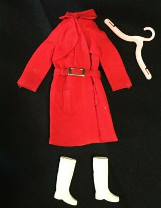 Vintage 1970 Mattel Barbie Doll 3409 Red For Rain Coat And Boots