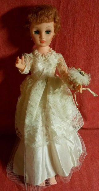 Vintage 20 " Wedding Bride Doll - 14r On Neck - Sleep Eyes