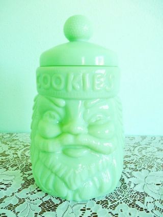Jadeite Santa Claus Cookie Jar Cracker Barrel Rare Jade Mint/box Ship Worldwide
