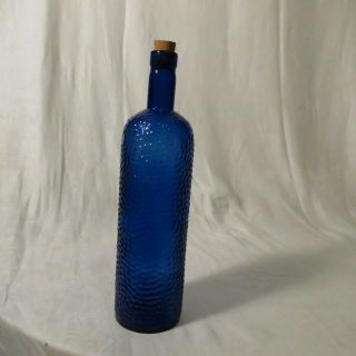 Vintage Cobalt Blue Bottle Decorative Design Made In Spain Cork 12 Inches Tall