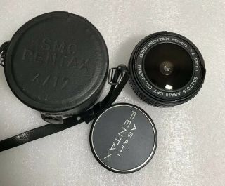 Rare Near SMC Pentax 4/17 17mm F/4 Fisheye Fish - eye Lens With Caps And Case 3