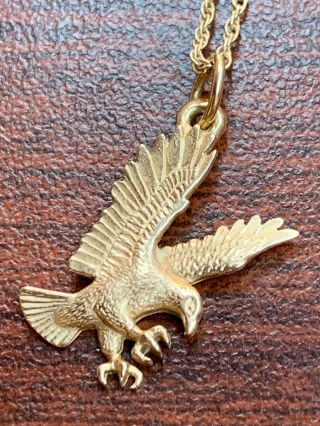 Jame Avery Retired Rare Bald Eagle 14k Gold Pendant Charm With Ja 16” Necklace