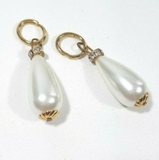 Teardrop Pearl Charms With Jump Ring Gold Findings Rhinestones