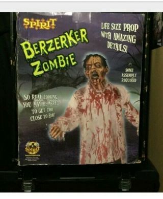 Spirit Halloween Berzerker Zombie Lifesize Prop Decor Rare W/ Box Complete