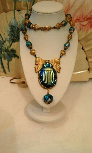 Egyptian Revival Outstanding Tiffany Favrile Necklace With Ultra Rare Beads