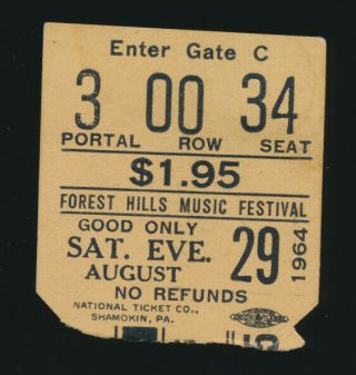 Beatles Rare 1964 Concert Ticket Stubs Forest Hills York Show