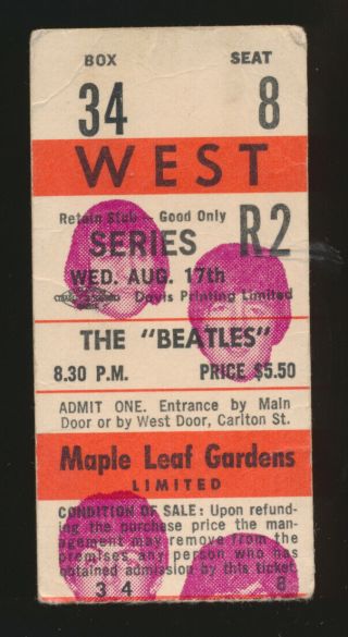 Beatles Rare 1966 Concert Ticket Stub For Toronto Canada 4 Pics W 
