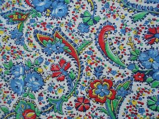 Vintage Antique Feed Sack Fabric Paisley Red Blue Green Sewing Quilts Guconditio