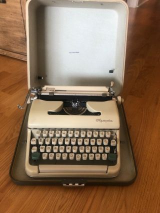 Olympia Sm2 Hebrew Typewriter Tan Black Ribbon Rare Layout Two