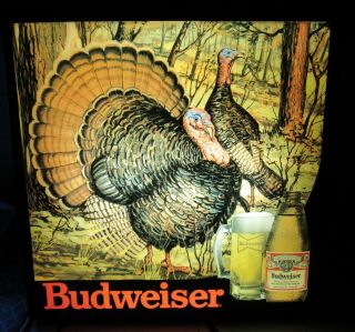 Budweiser Beer Turkey Sign Vintage Wildlife Hunting 1990 Light Up Rare Bud Bar