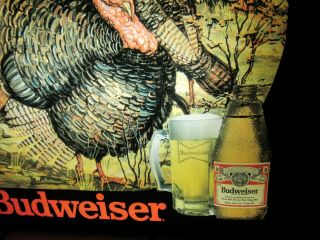 Budweiser Beer Turkey Sign Vintage Wildlife Hunting 1990 Light Up Rare Bud Bar 2