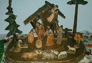 Rare Vintage 17pc Oberammergau German Nativity Set By: Anton Fischer