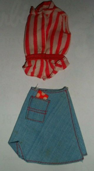 Vintage Barbie Skirt And Blouse Set 7823 Chambray Skirt Tricot Blouse
