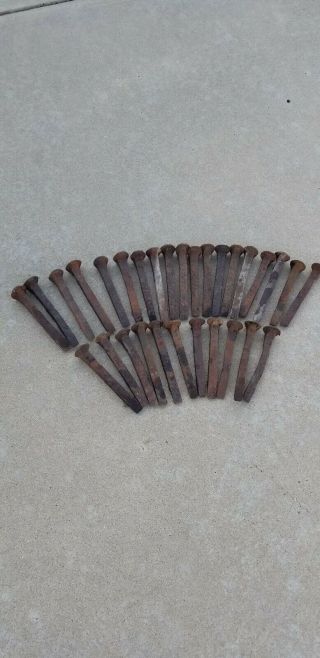 30 Antique Railroad Spikes,  Pulled From Texas,  Landscape Borders,  Blacksmith,  Ec