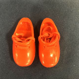 Vintage Ideal Crissy Velvet Doll Shoes Orange Clogs