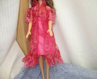 Barbie Doll Clone Shocking Pink Lace Lingerie Set Vintage Lacey Robe Gown