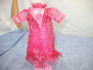 Barbie Doll Clone SHOCKING PINK Lace Lingerie SET Vintage Lacey Robe Gown 2