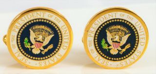 Rare Seal Of The President United States Political Cufflinks Presidential Gold