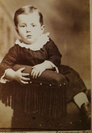 Antique Cdv Photo Darling Little Southern Boy In Pretty Dress Staunton Virginia
