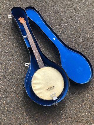 Rare Vintage 5 String Elton Banjo Maple W/ Resonator Orinal Case Plays Well