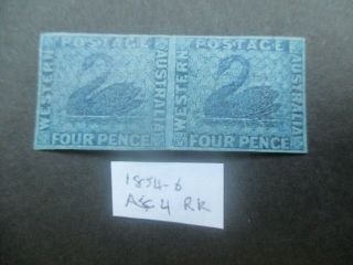 Western Australia Stamps: 4d Blue Imperf Pair Swan - Rare (d315)