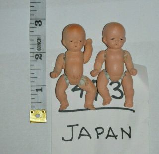 Two Vintage Bisque Baby Dolls Made In Japan Tiny 2.  75 "