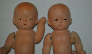 Two Vintage BISQUE Baby Dolls Made in Japan Tiny 2.  75 