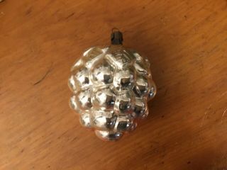 Antique Vintage Mercury Glass Grapes Christmas Ornament 3.  75” X 2.  75”