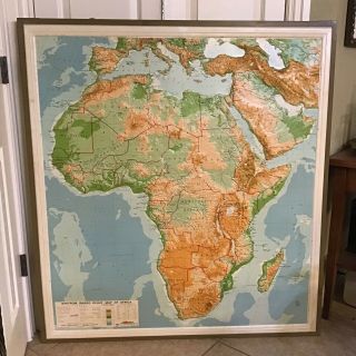 For Jaychris69 Nystrom Raised Relief Map Of Africa Rare Mid Century 50 49” X 39”