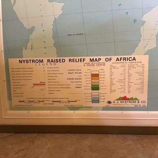 For Jaychris69 Nystrom Raised Relief Map Of Africa Rare Mid Century 50 49” X 39” 3